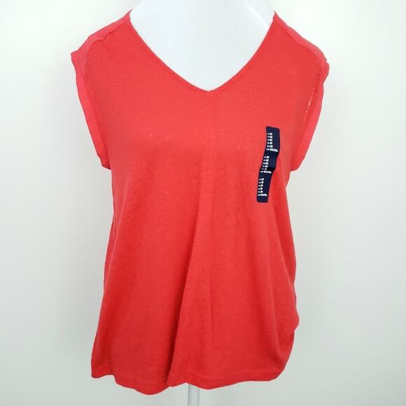 NEW Gap Red Burnout Tee Sheer Shoulder ]Medium - Picture 1 of 5